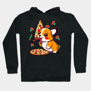 kawaii cute corgi eating pizza Hoodie